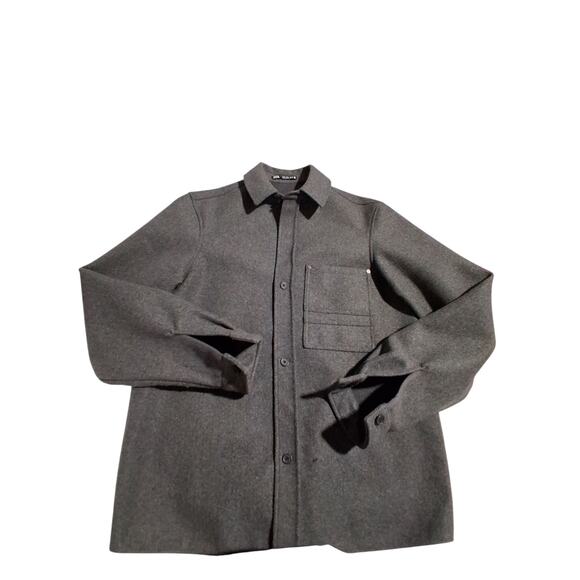 Zara Mens size Small Wool Feel Preppy Casual Career Button Up Outwear Shacket - Picture 4 of 10